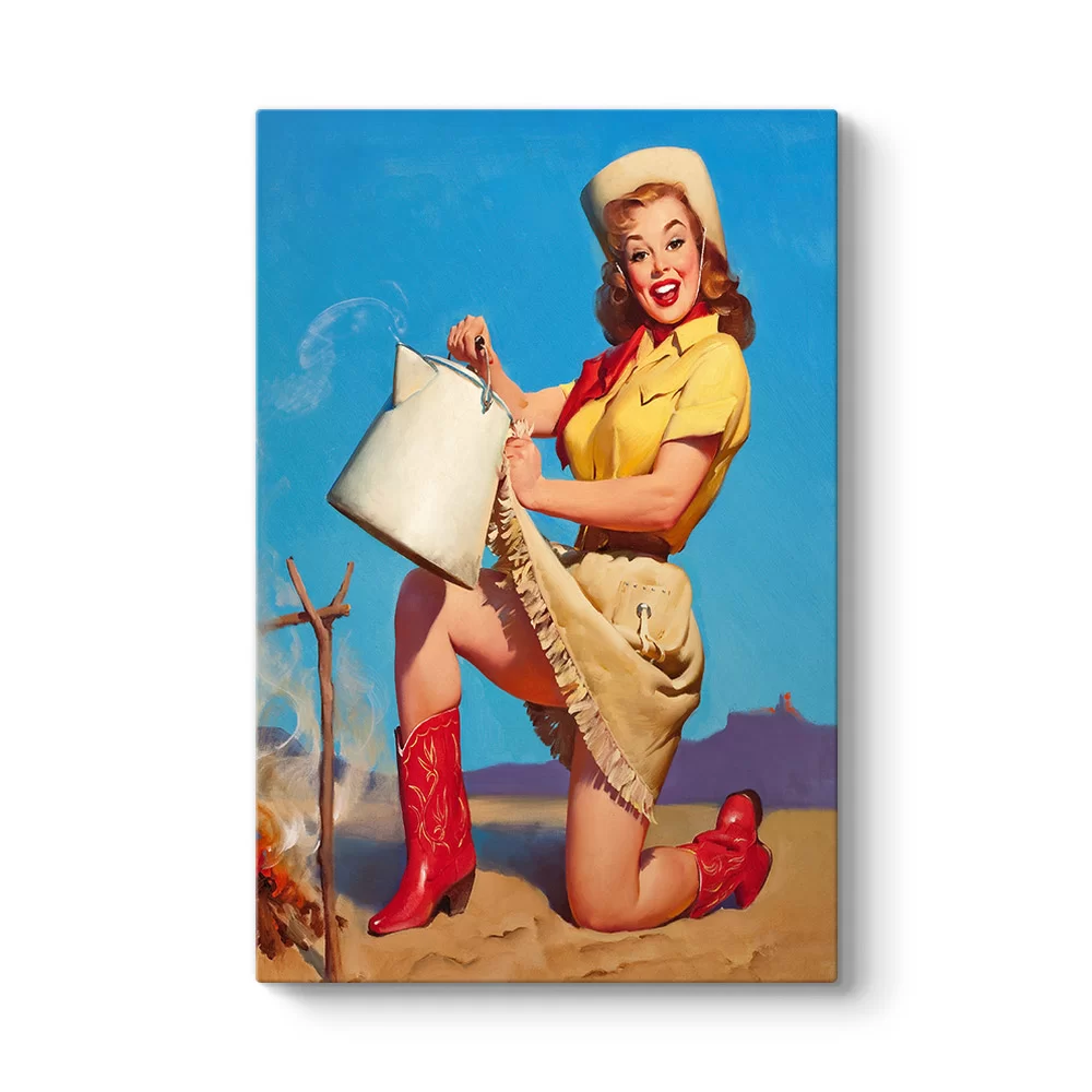 Pin Up Girl Kovboy Tablosu - Model 2